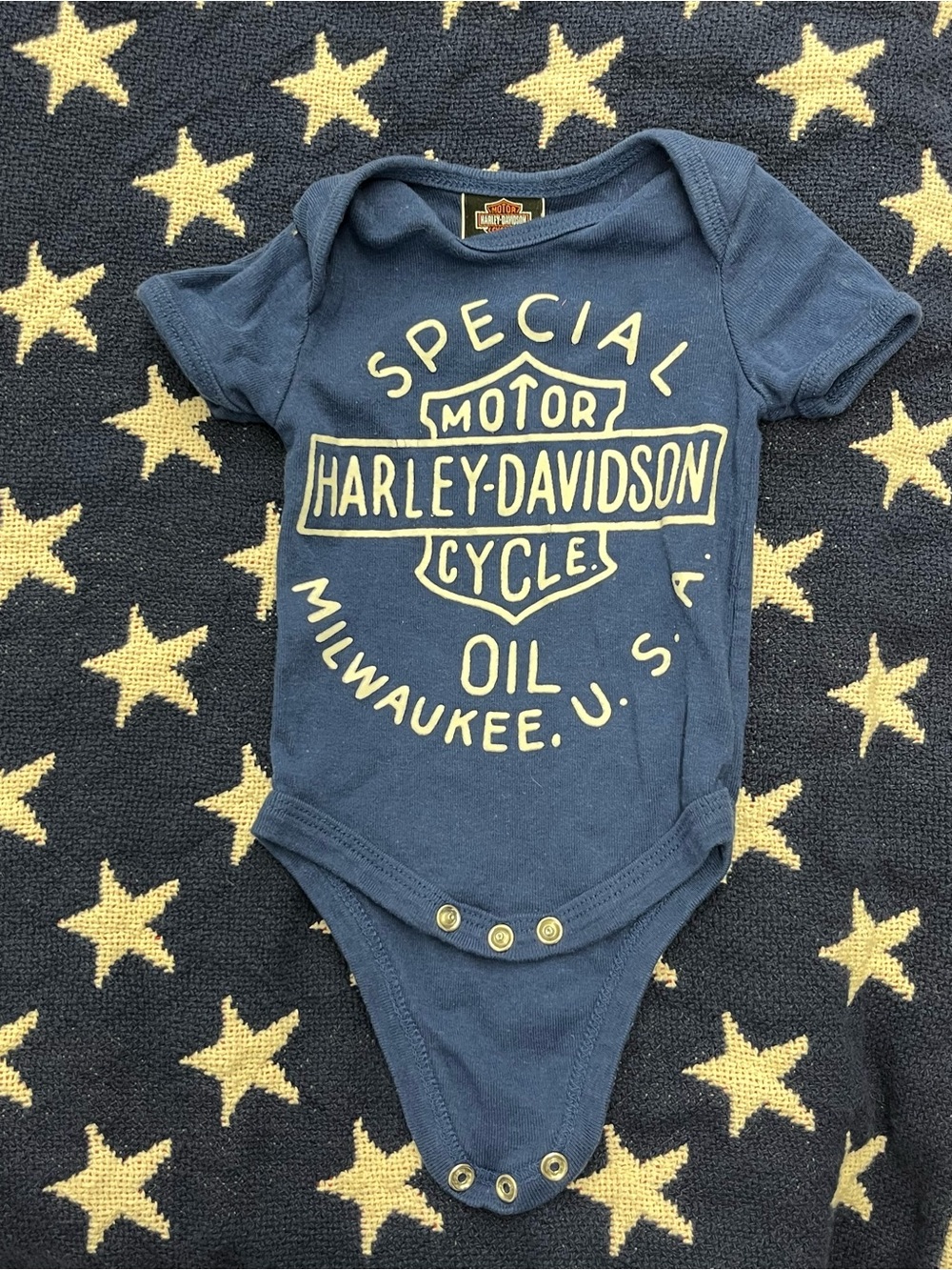 Harley-Davidson Milwaukee USA Navy Baby Logo One-Piece Bodysuit Size 0-3 Months
